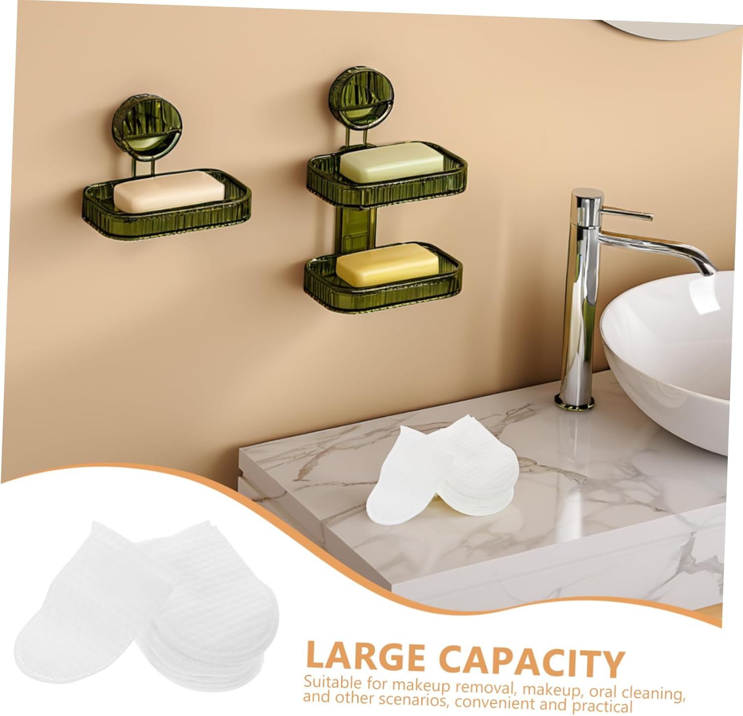 Reusable Makeup Remover Cotton Rounds 120Pcs U-Shaped Finger Pocket Soft Exfoliating Facial Pads for Travel and Oral Cleaning