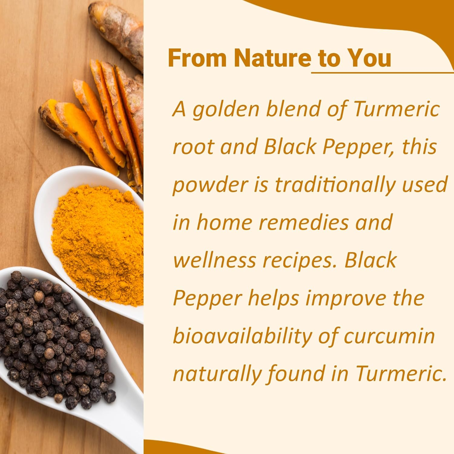 Turmeric Black Pepper Powder by Mi Nature | Curcuma Longa with Piper Nigrum |Pure & Natural| Free from Chemical Preservatives& Cruelty| Vegan, Gluten-Free, Non-Gmo | 454 Gram, 1 Lb (16.01 Oz) image number 2