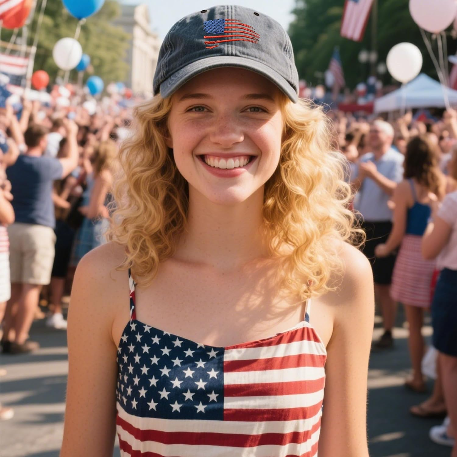 Unisex Vintage Washed Distressed Embroidered Baseball Cap Adjustable Low Profile Dad Hat for Men Women - American Flag image number 5