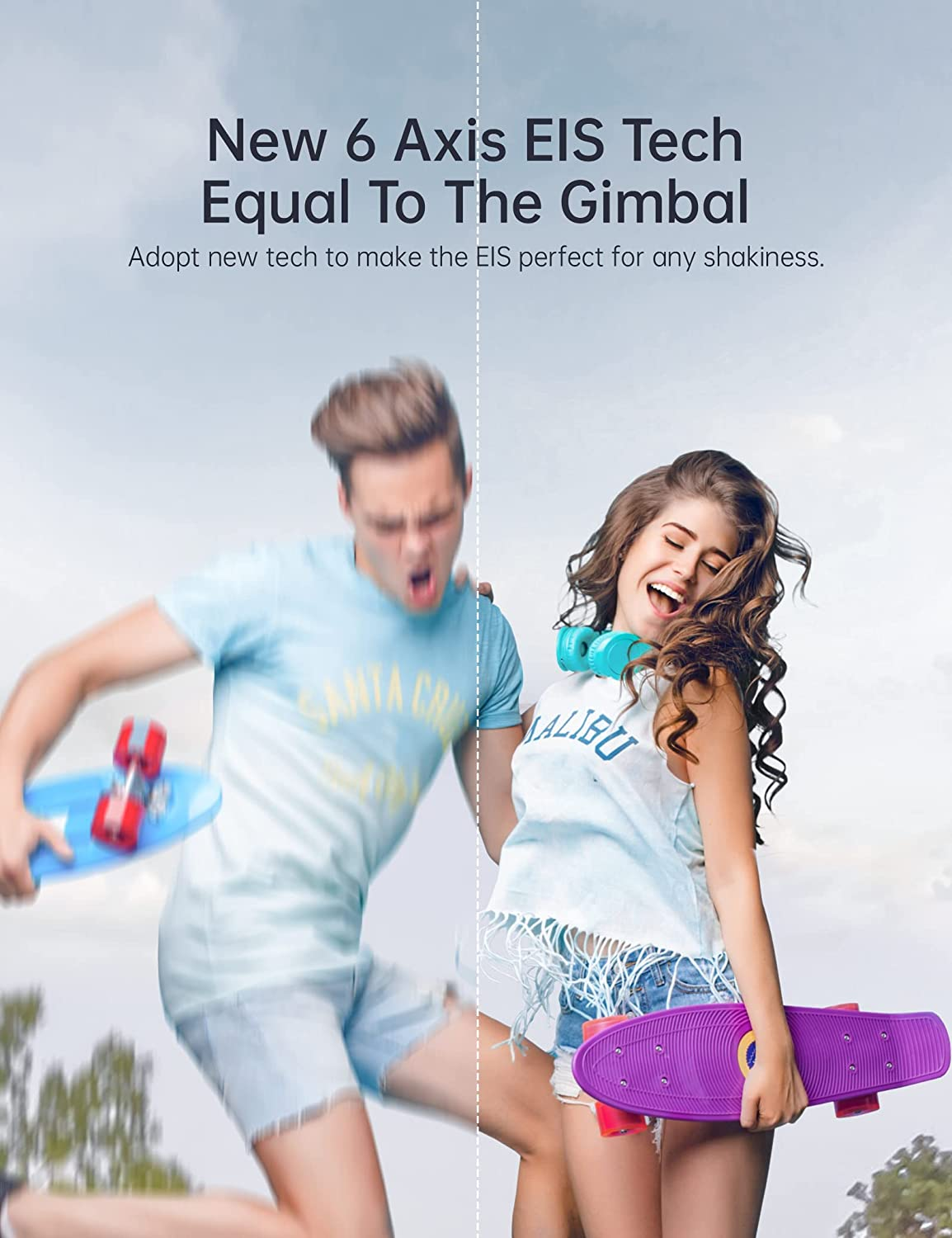 WOLFANG GA420 Action Cam 4K 60FPS Underwater Camera Wifi 10 M Waterproof without Housing 3.0 Ice Image Stabiliser Dual Screen Helmet Camera (External Microphone, 2 X 1350 Mah Batteries and Accessories image number 2