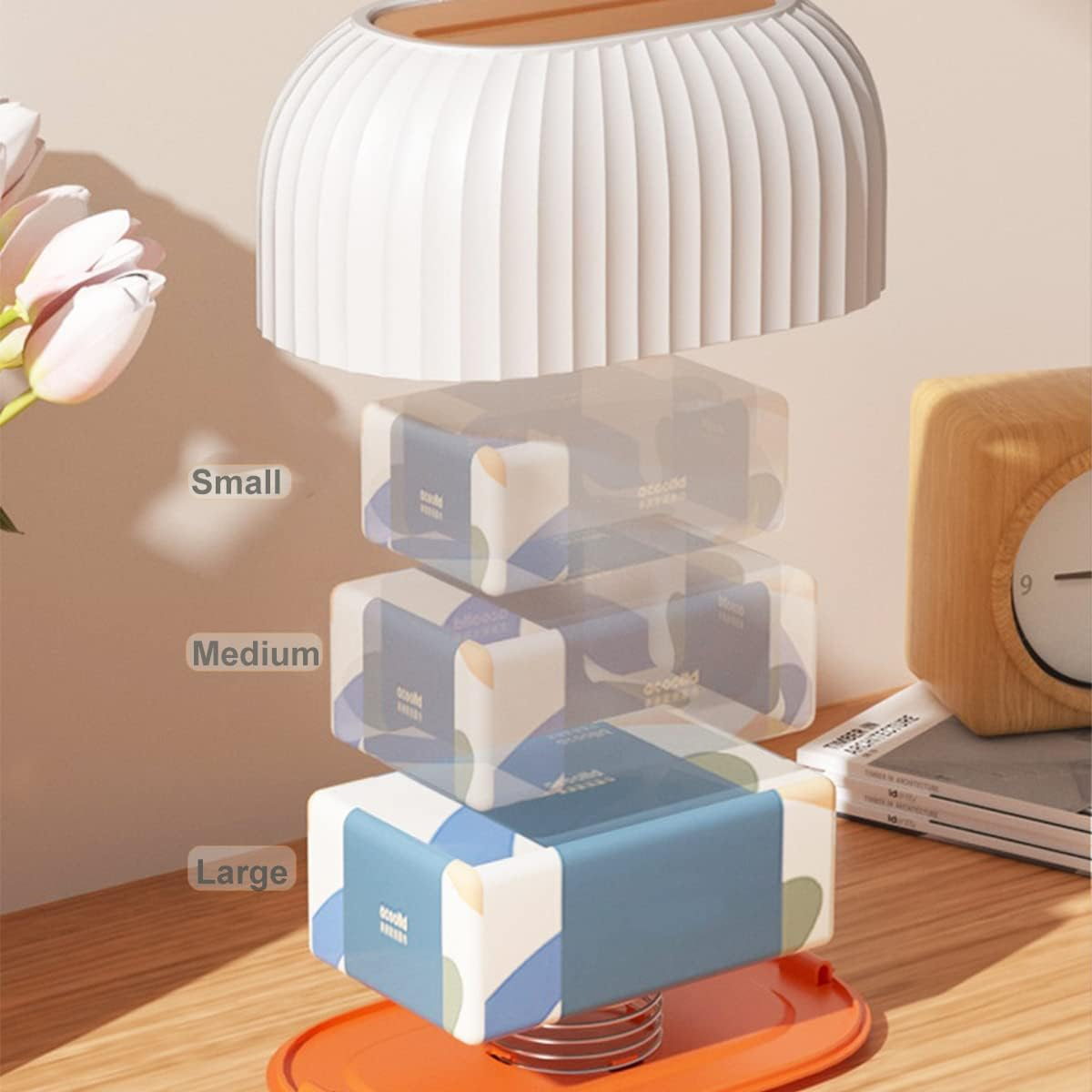 Rectangular Tissue Box Lid for Disposable Tissues, Tissue Box Holder with Bottom Spring, for Storage on Bathroom Cabinets, Countertops, Bedroom Dressers,Green 22.2X10.7X13.5 Cm image number 5