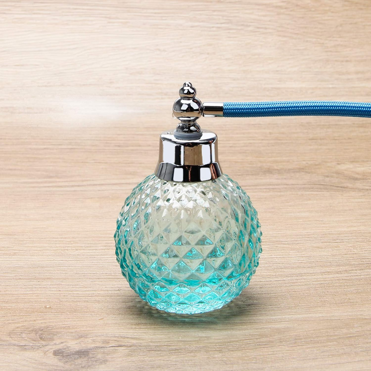 Coolrunner Crystal Art Vintage Style Refillable Perfume Atomizer Long Spray Bottle 100Ml (Blue) image number 5