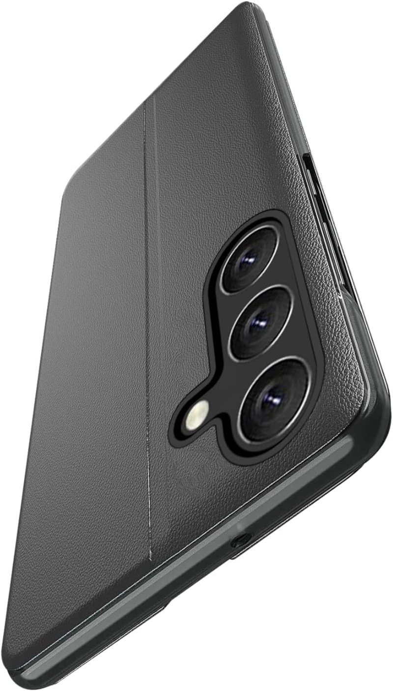 LEMAXELERS Mobile Phone Case for Samsung S25 FE Case Wake up Smart View Foldable Leather Protective Flip Cover with Stand Function 360&deg; Protection Shockproof Leather Case for Galaxy S25 FE Black CC - Green image number 5