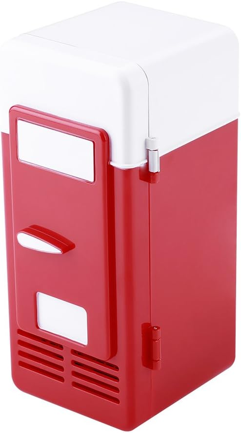 Mini USB Refrigerator, Portable LED Electric Drinks Beverage Cans Cooler and Warmer for Car(Red)