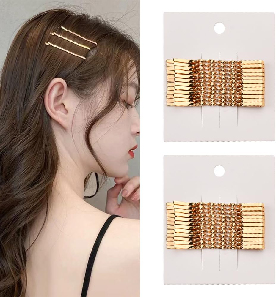 Gold Twisted Hair Pins for Women Bobby Pins Blonde Hair Pins for Thick Thin Hair Bun Hairpins Bobbi Pins for Hair Long Side Hair Clips Grip Barrettes Styling Long Hair Clips 24 PCS