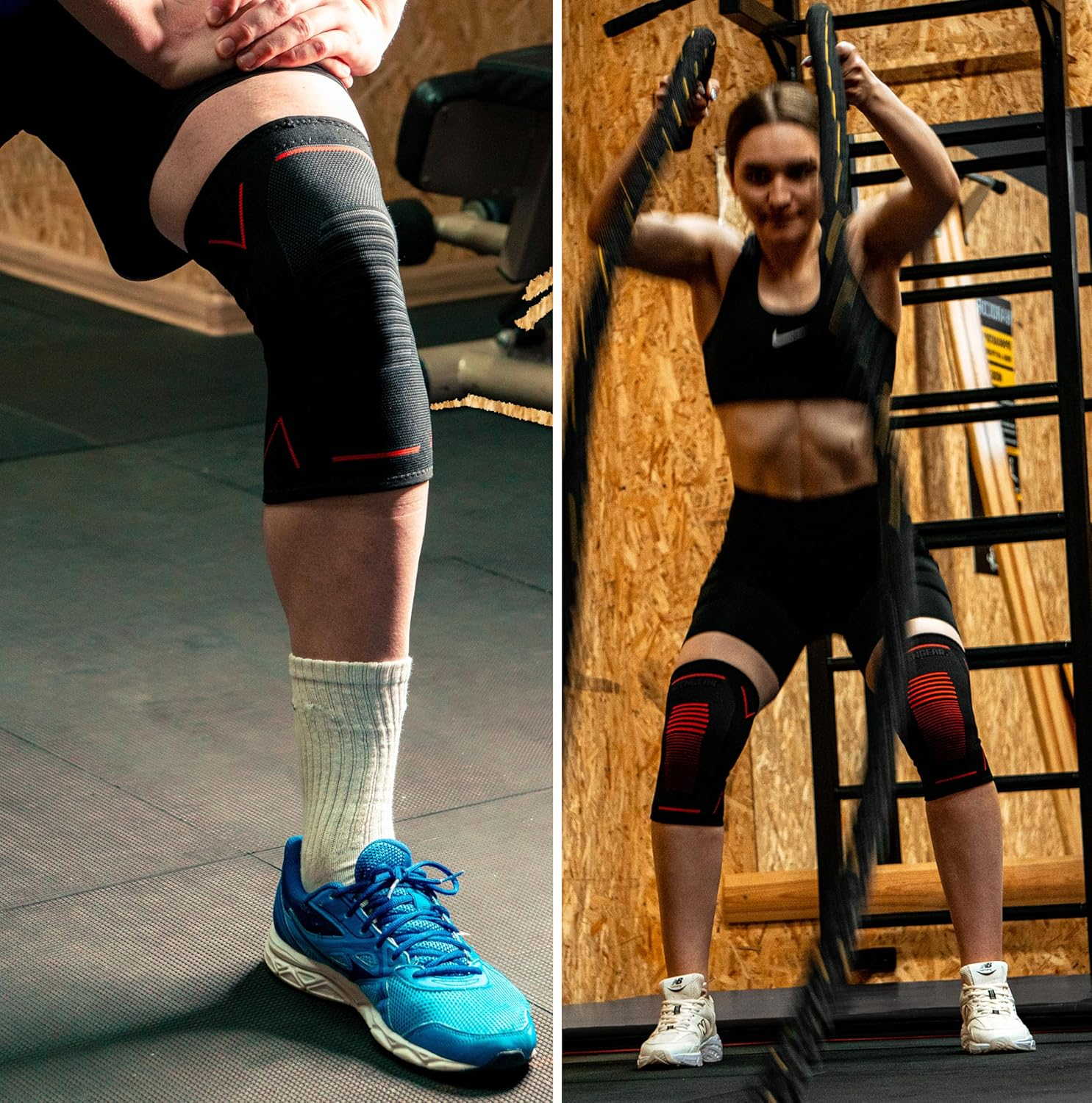 Azengear Knee Support Brace (Pair) - Compression Knee Sleeve for Joint Pain, Ligament Injury, Meniscus Tear, Arthritis, ACL, MCL, Running, Weightlifting, Squats (M)