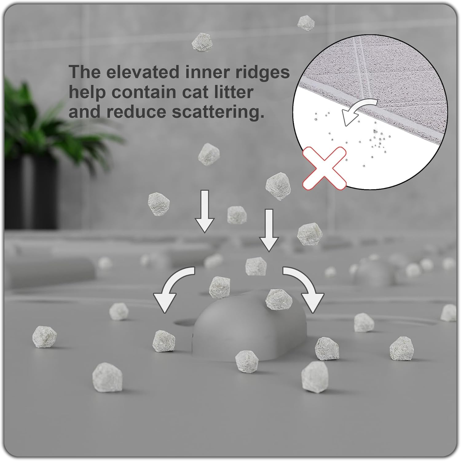 OHMO Cat Litter Tray Mat Made of Premium Silicone, 80 X 60 Cm, Large, Waterproof and Bpa-Free Cat Litter Mat, Easy to Clean Cat Mat - Gray image number 4