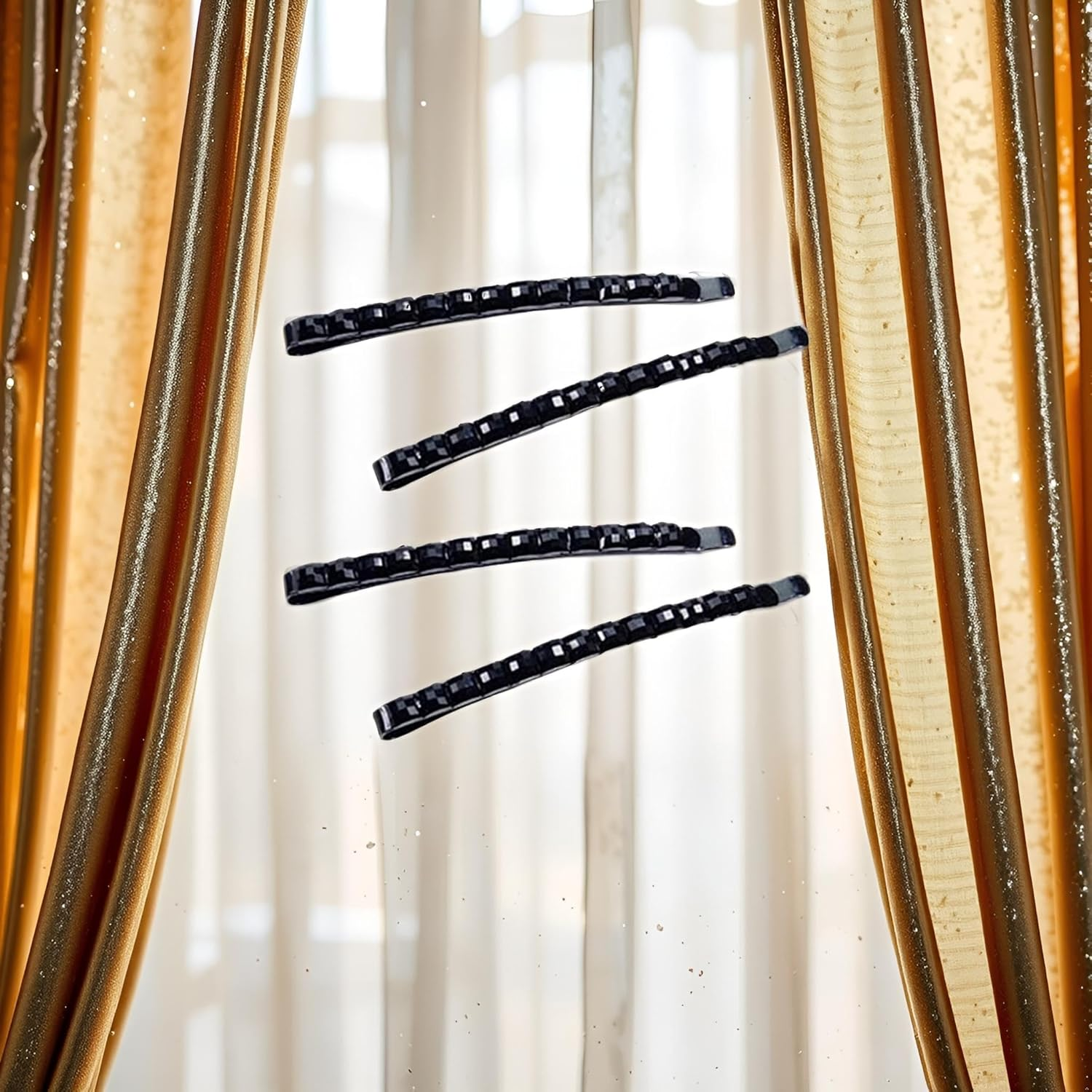 4 Pieces Black Rhinestone Hair Clips Shiny Hair Pin Crystal Diamond Hairpin Hairpin Sparkly Hair Decoration for Women Bangs Metal Hair Clip Hairpins Clip image number 2