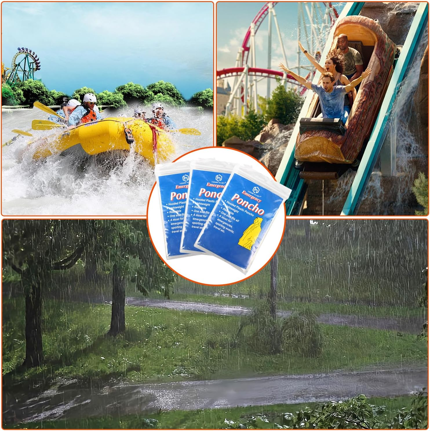 10 Pack Disposable Rain Ponchos for Adults, H HOME-MART Protable Emergency Disposable Rain Poncho Family Pack for Adults,Clear image number 5