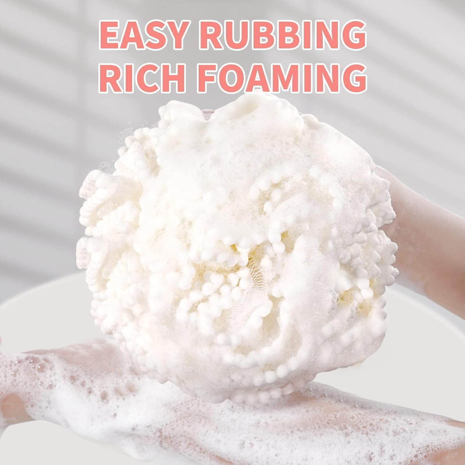 Bath Shower Sponge Soft Mesh Poufs Shower Loofah Ball Body Wash Scrubber Bath Sponge for Women and Men Soothing Face & Body Exfoliator (2Pcs 60G Luxury) image number 3