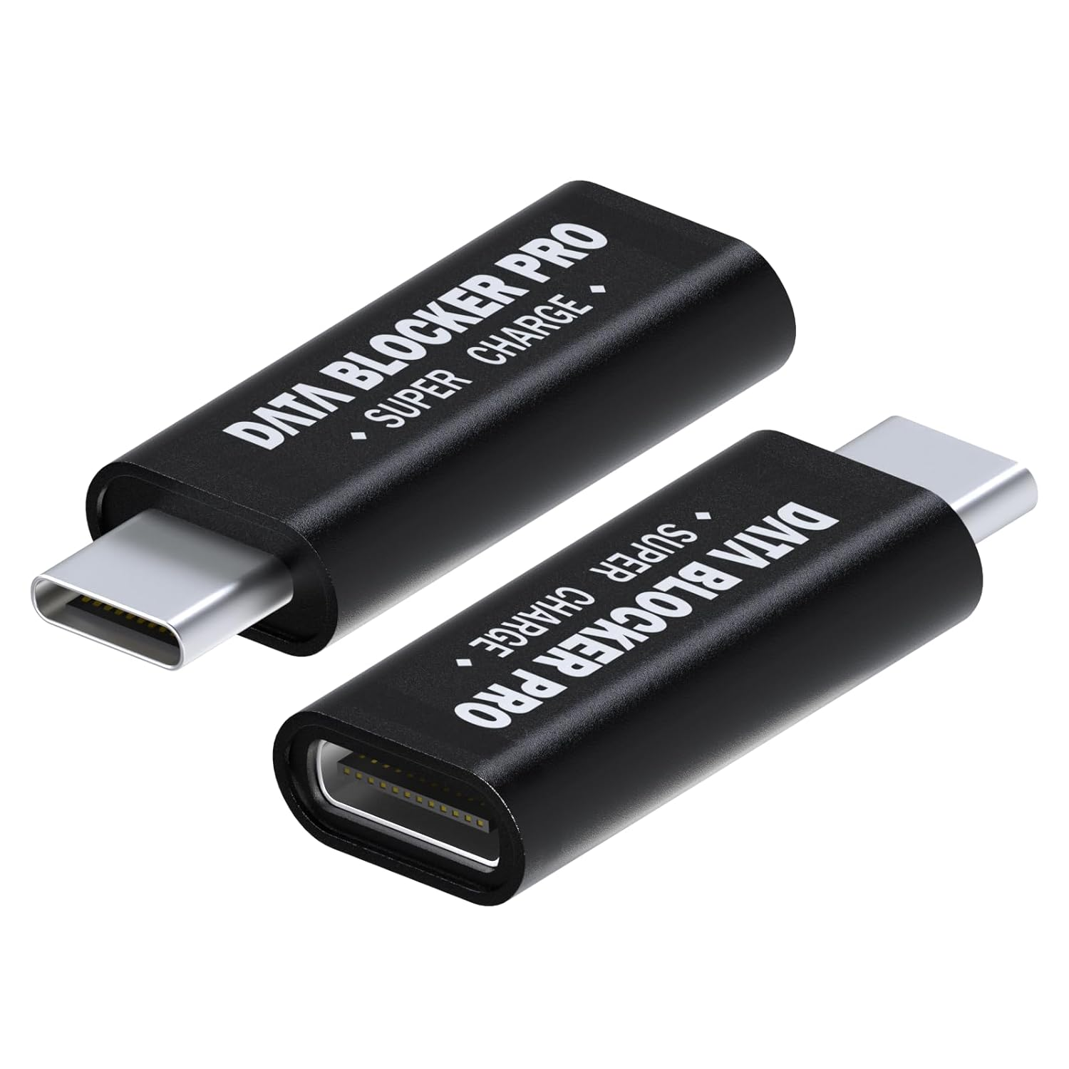 MMOBIEL USB Data Blocker [2 Pack] - Protect against Juice Jacking - Charge Only Adapter, Safe Charging - USB-A & USB-C Defender - Refuse Hacking - Data Blocking Adapter - Black