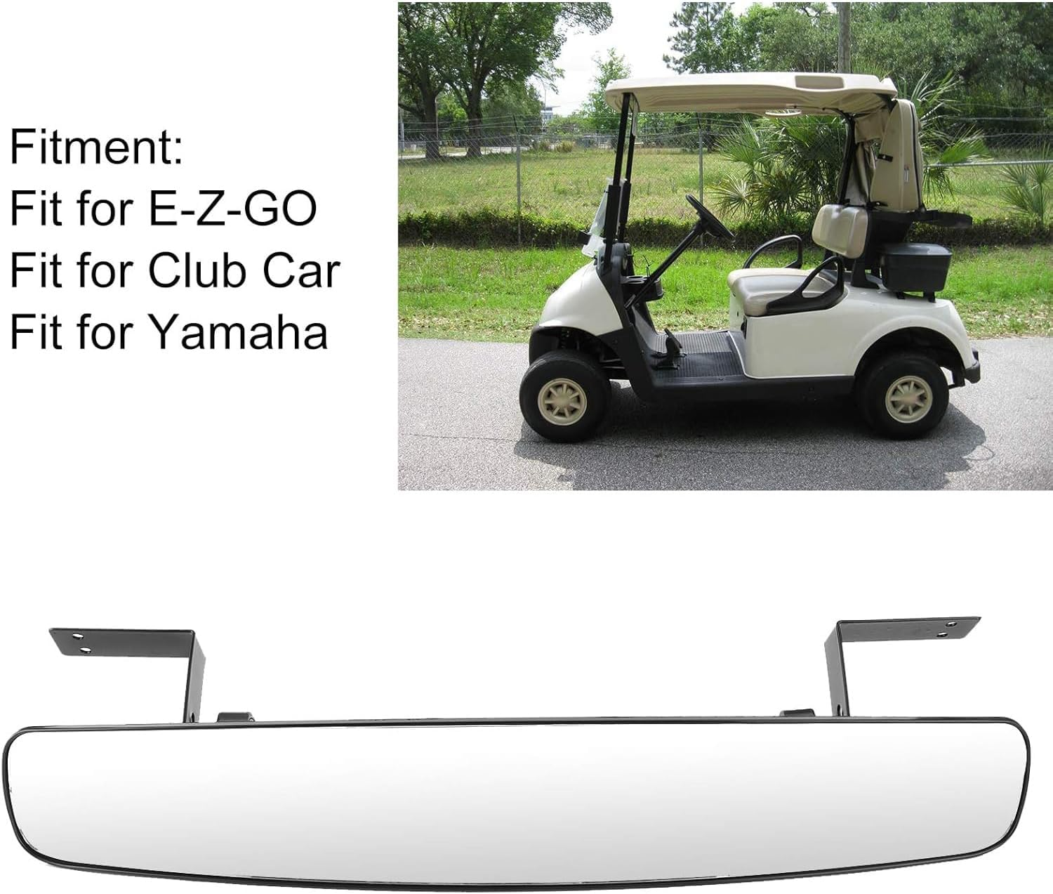 Golf Cart Rear View Mirror, Universal Extra Wide 180 Degree Panoramic Mirror Fit for EZGO Club Car Yamaha image number 3