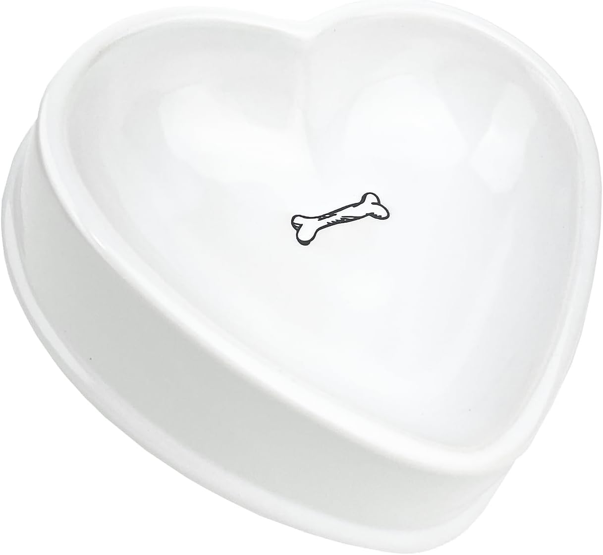 Barkley & Bella Dog Bowl Ceramic Love Heart, White - Dog Bowl, Handcrafted, Durable, Heavyweight Stability, Dishwasher-Safe image number 1
