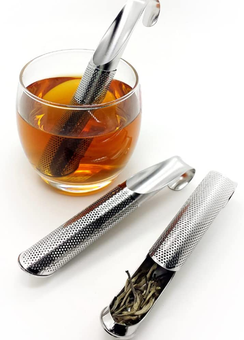 Tongke Stainless Steel Tea Strainer Tea Infuses, Long-Handle Tea Filter Stick, Pipe Tea Strainer for Loose Tea, Rose, Spices image number 2