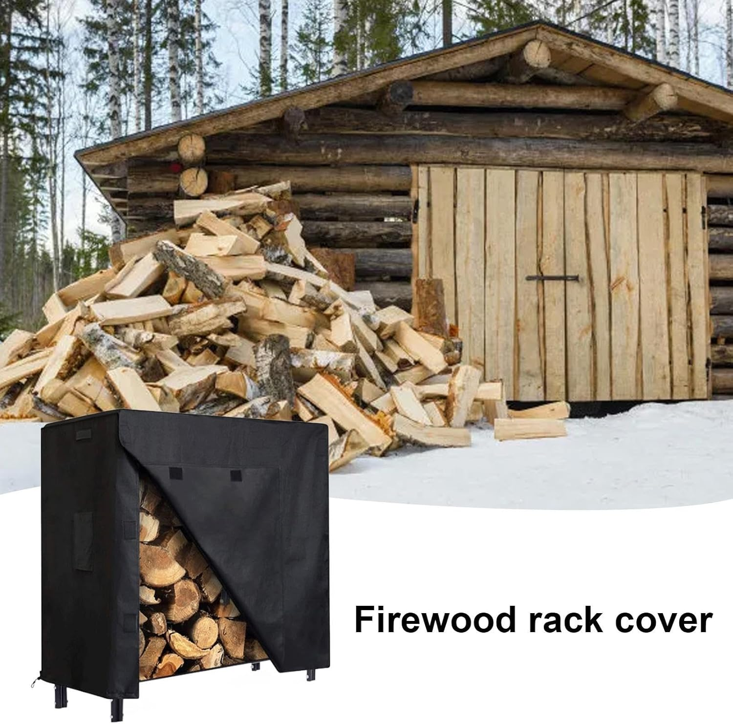 Firewood Rack Cover,Oxford Fabric Firewood Rack Cover Heavy Duty Log Rack Cover | Adjustable Protection Cover Weather Resistant Windproof Outdoor Supplies for Wood - 48X24X42Inch image number 2