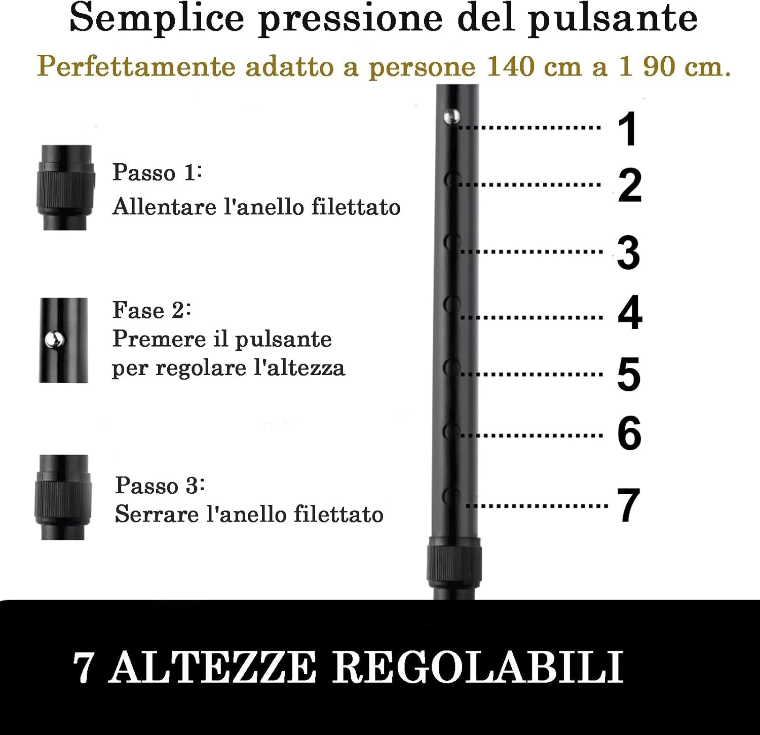 Begrit Adjustable Walking Stick Aluminum Folding Canes with Ergonomic Grip Carry Bag Free Standing Metal Collapsible Durable Walking Aid for Women Men Ladies Disabled image number 5