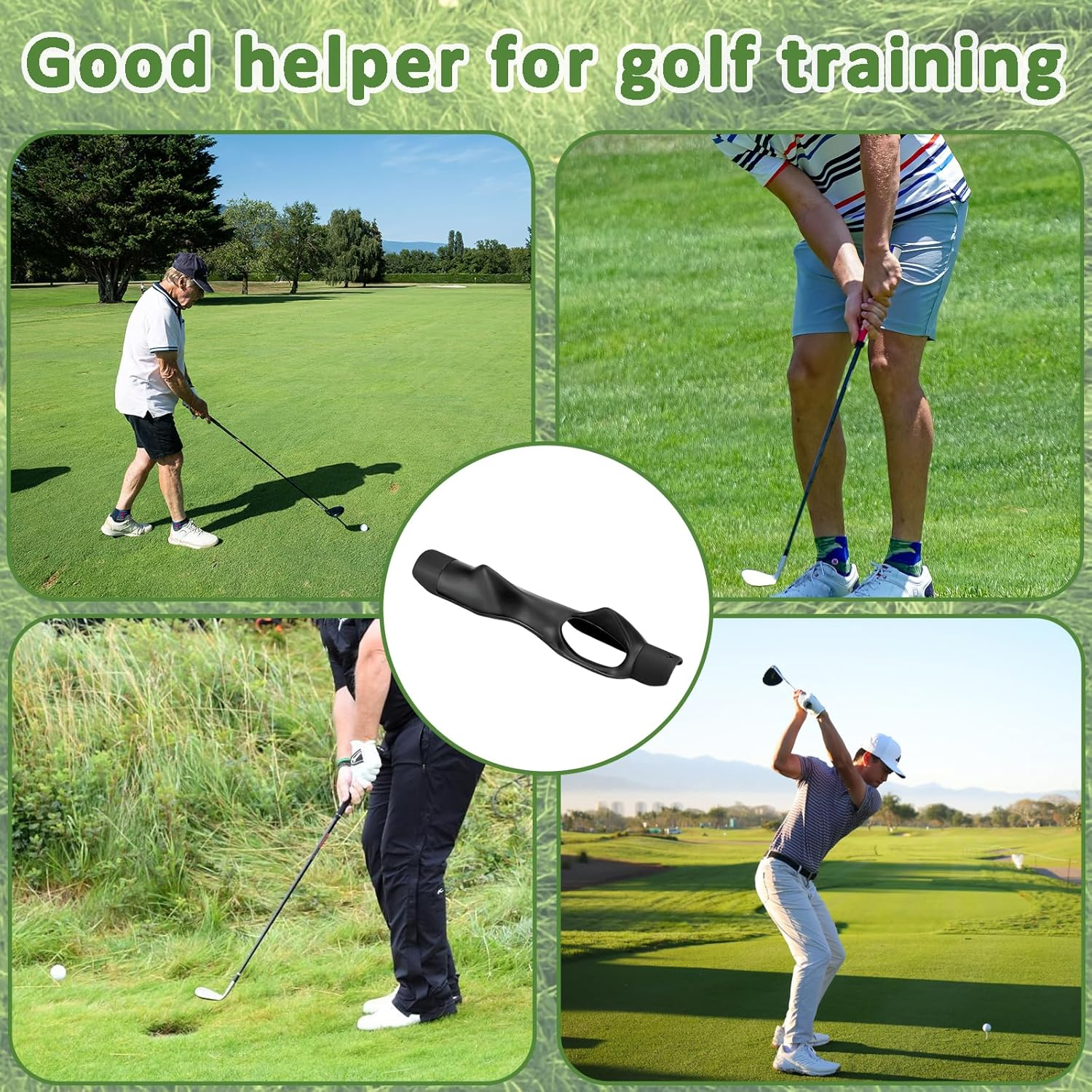 1Pcs Golf Club Grips, Golf Grip Training Aid, Premium Swing Training Aid for Muscle Memory for Golf Beginner Men Women Kids Golf Grip Trainer( Black ) image number 1