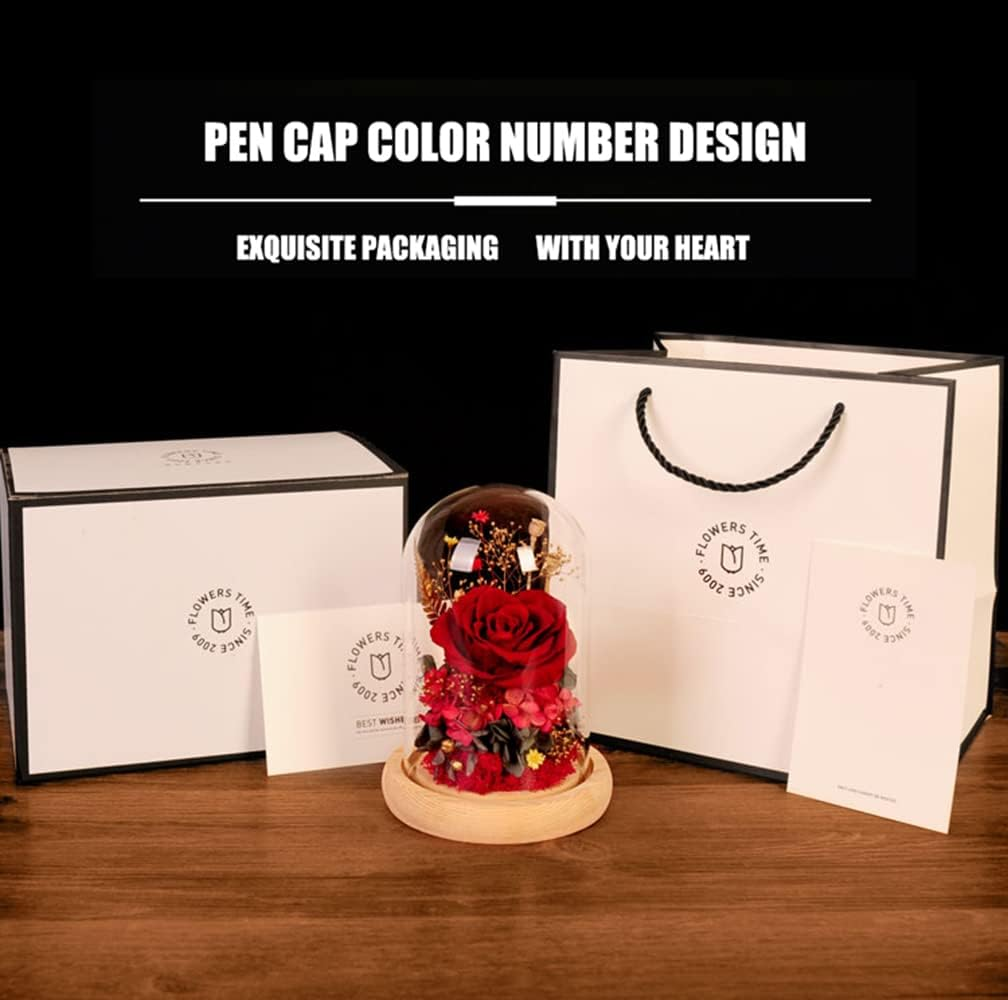 Fizozi-Eternal Rose Gift Set in Glass Dome - Red | Preserved Rose with LED Light | Valentine'S Day Her | Romantic Home Decor | Long-Lasting Beauty (Red) image number 3