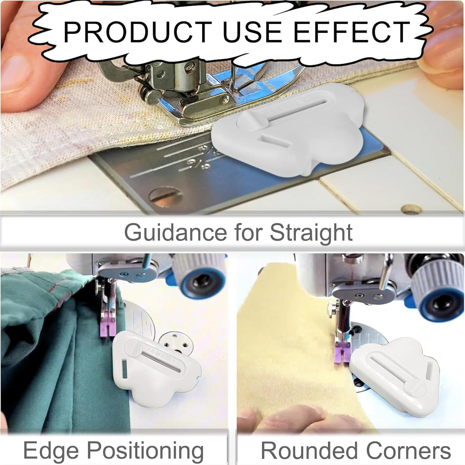 3Pc Magnetic Seam Guide & Seam Ripper - Multipurpose Polygonal Hemmer Guide with Measurement Scale - Universal Sewing Machine Accessories Kit for Precision Stitching （White,Blue & Pink) image number 1