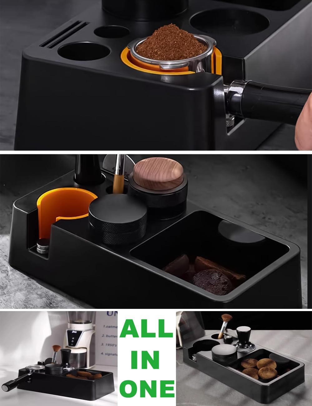 Espresso Coffee Knock Box Organizer for Storage 51 54 58Mm Portafilter Holder Distributor Tamper Puck Screen, Detachable Dump Bin Coffee Accessories Container for Coffee Bar Tamping Station Base Stand image number 6