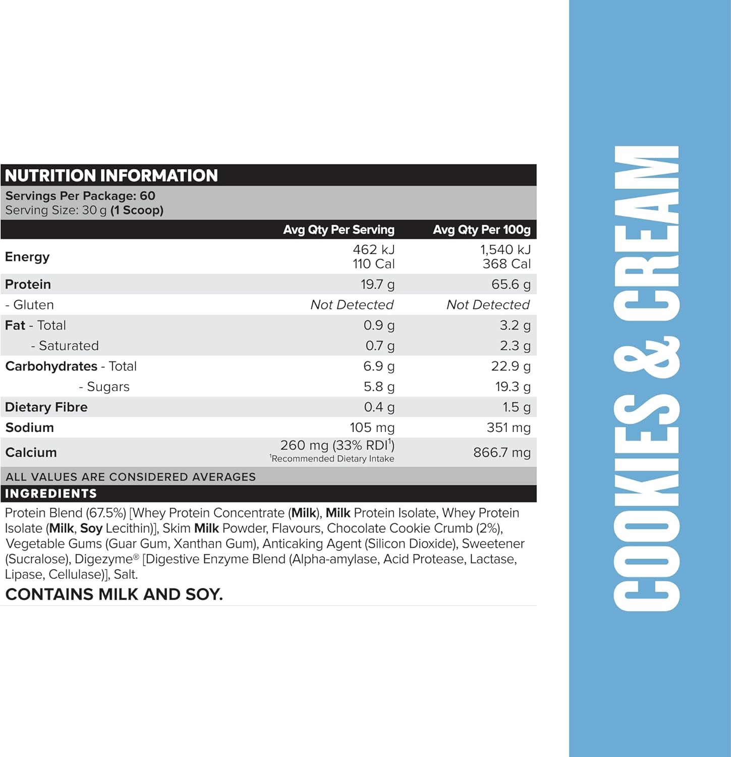 Muscle Nation Daily Shake Cookies & Cream 1.8Kg image number 1