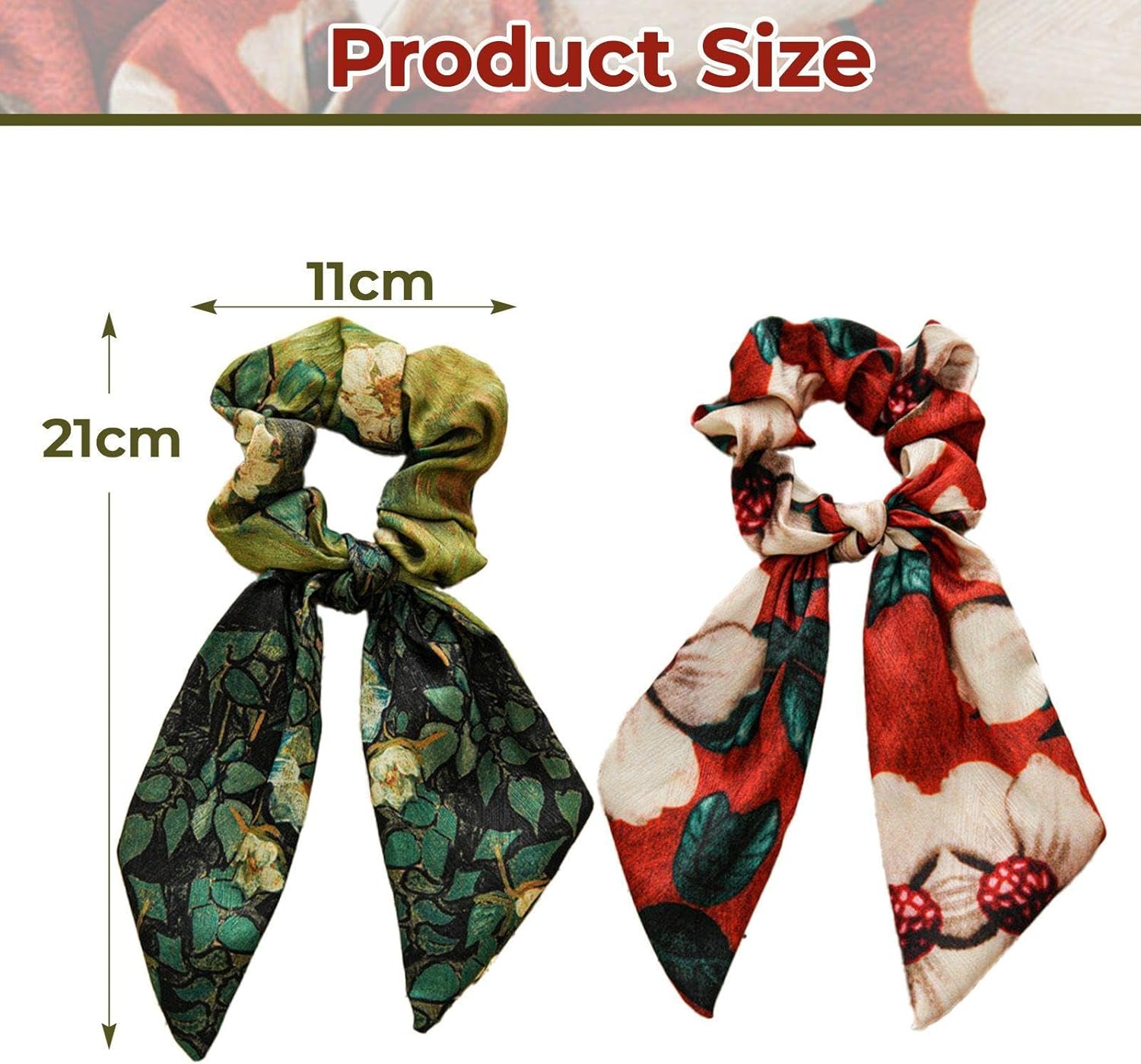 Pack of 2 Bow Hair Bobbles Retro Hair Bobbles Elastic Hair Ties Ponytail Hair Ties Hair Accessories image number 3