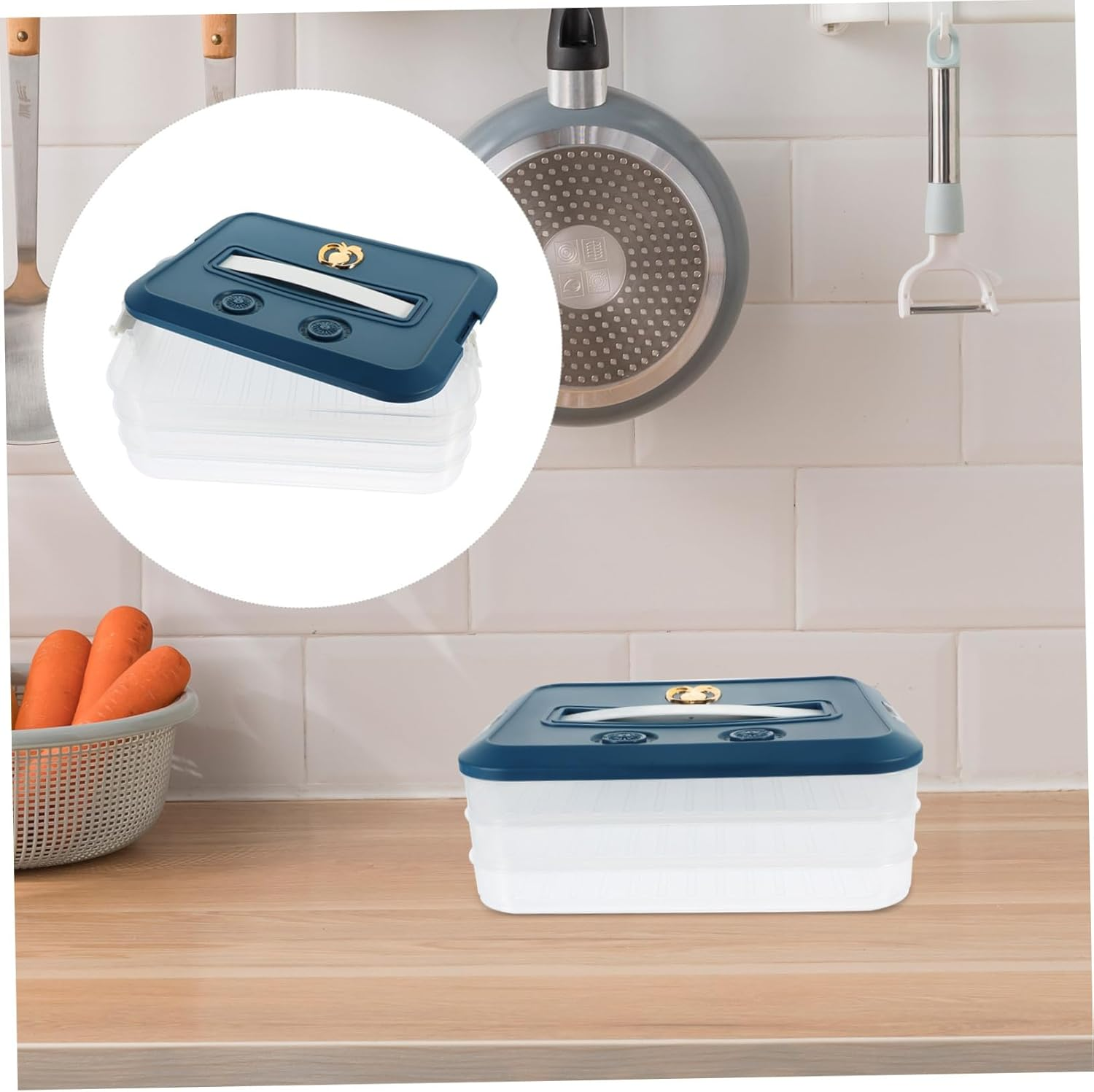 BRIGHTFUFU Fridge Multi-Layer Preservation Box for Dumplings Compact Non-Skid Design for Efficient Food Storage Safe Material for Home and Dorm Use image number 3