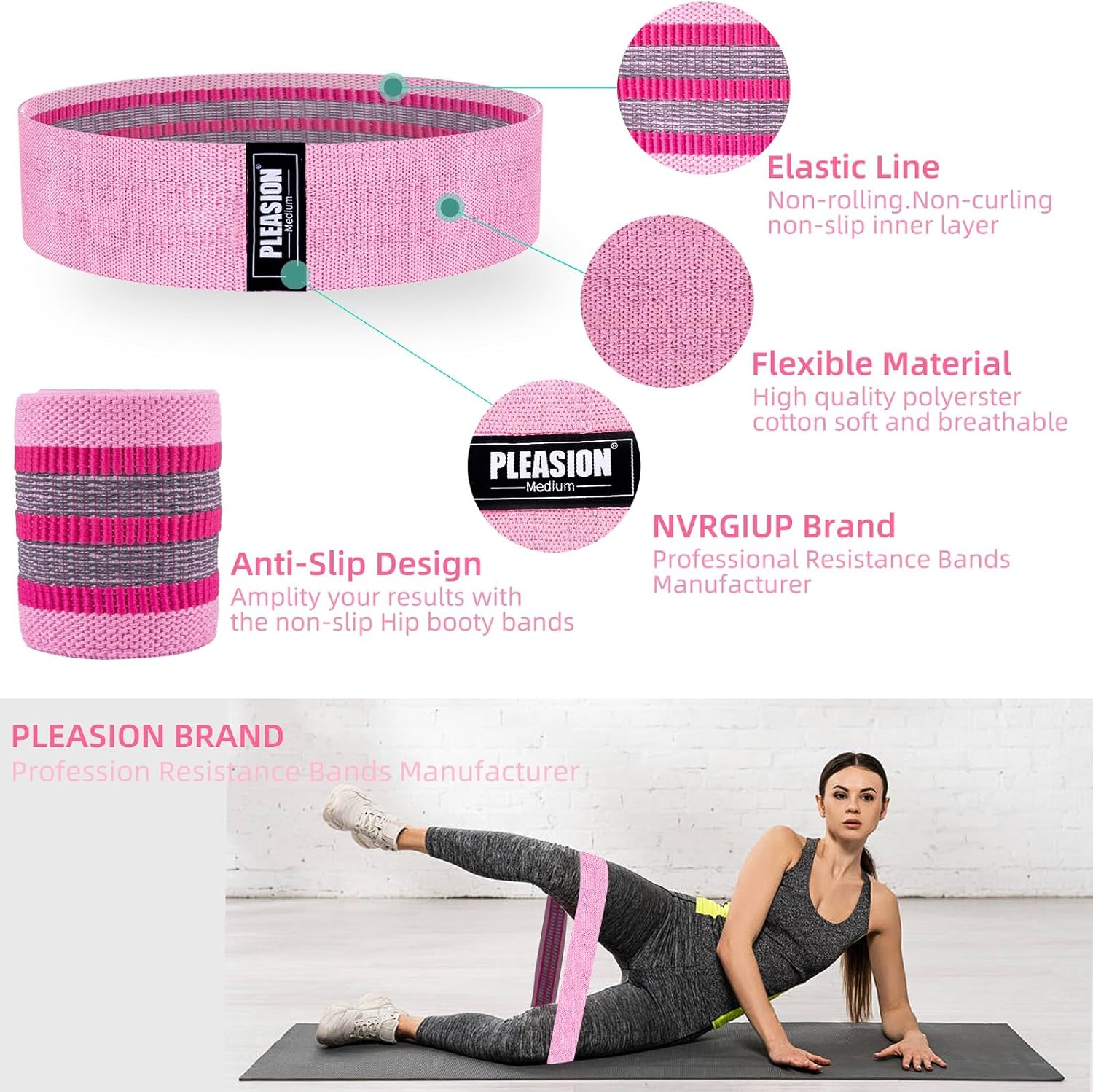 Fitness Band Resistance Bands, Anti-Slip Resistance Loop Band Fabric Set Hip Legs Sports Elastic Spoil Band Training Band for Yoga Crossfit Gymnastics Etc image number 1