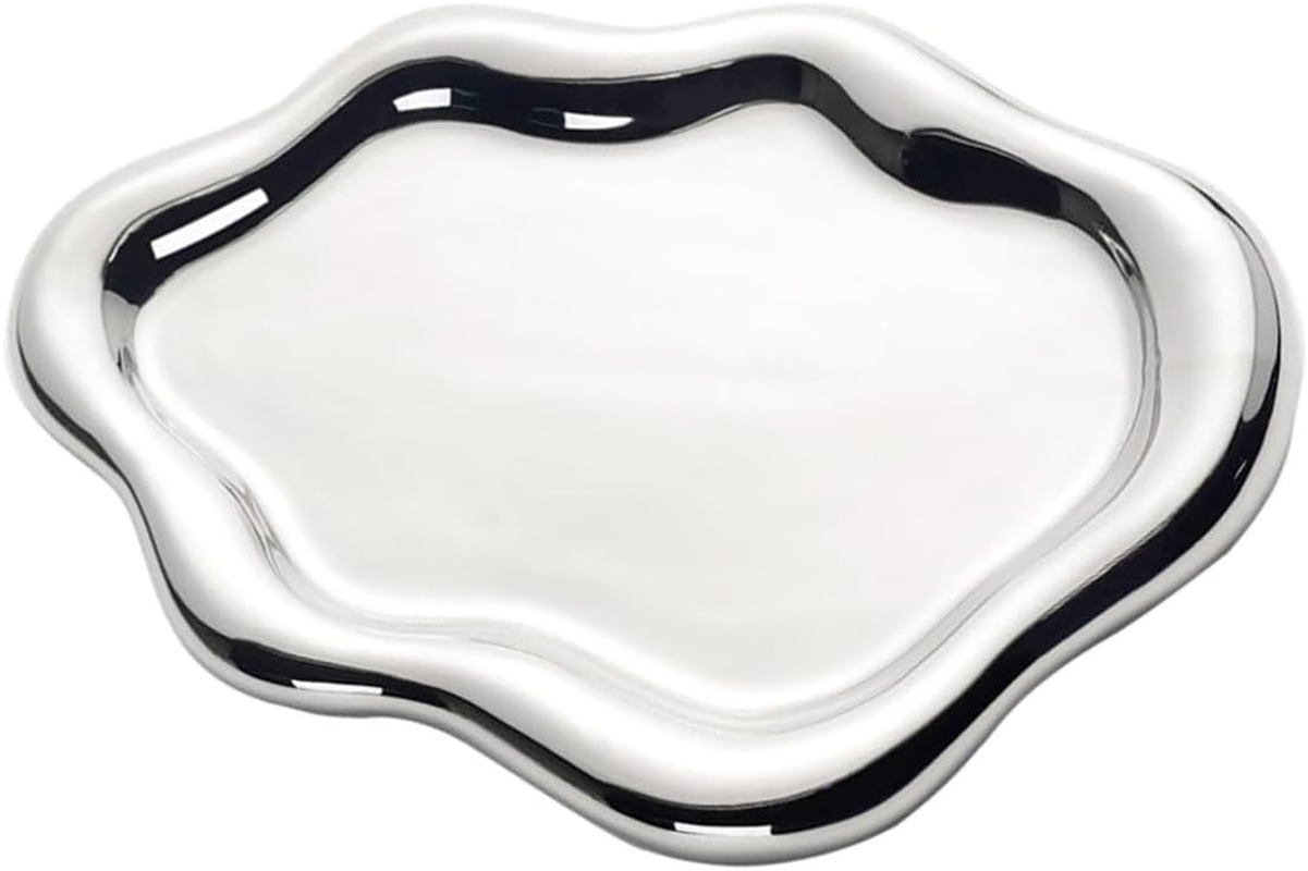 Xiaaofea Chubby Cloud Shape Ceramic Jewelry Dish Trinket Tray, Elegant Ring Necklace Organizer & Perfume Holder, Decorative Bedside Tabletop Decor, Jewelry Tray, Trinket Tray, Aesthetic Vanity Decor