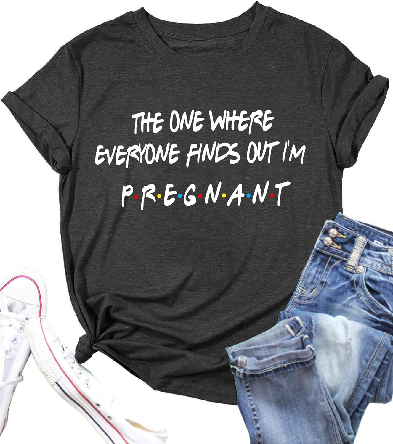 Pregnancy Announcement Shirts Women I'M Pregant T-Shirt Pregnant Mom T Shirt Funny Maternity Letter Print Tees
