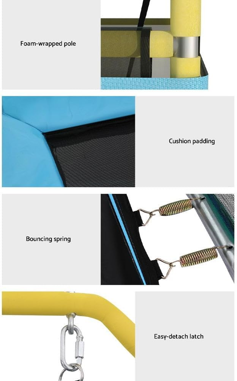 Everfit Trampoline for Kids 6FT Rectangle Rebounder round Mini Trampolines, Outdoor Bouncing Children Gift, Enclosure Safety Net Pad Cover Family Christmas Birthday Home Yellow Blue image number 6