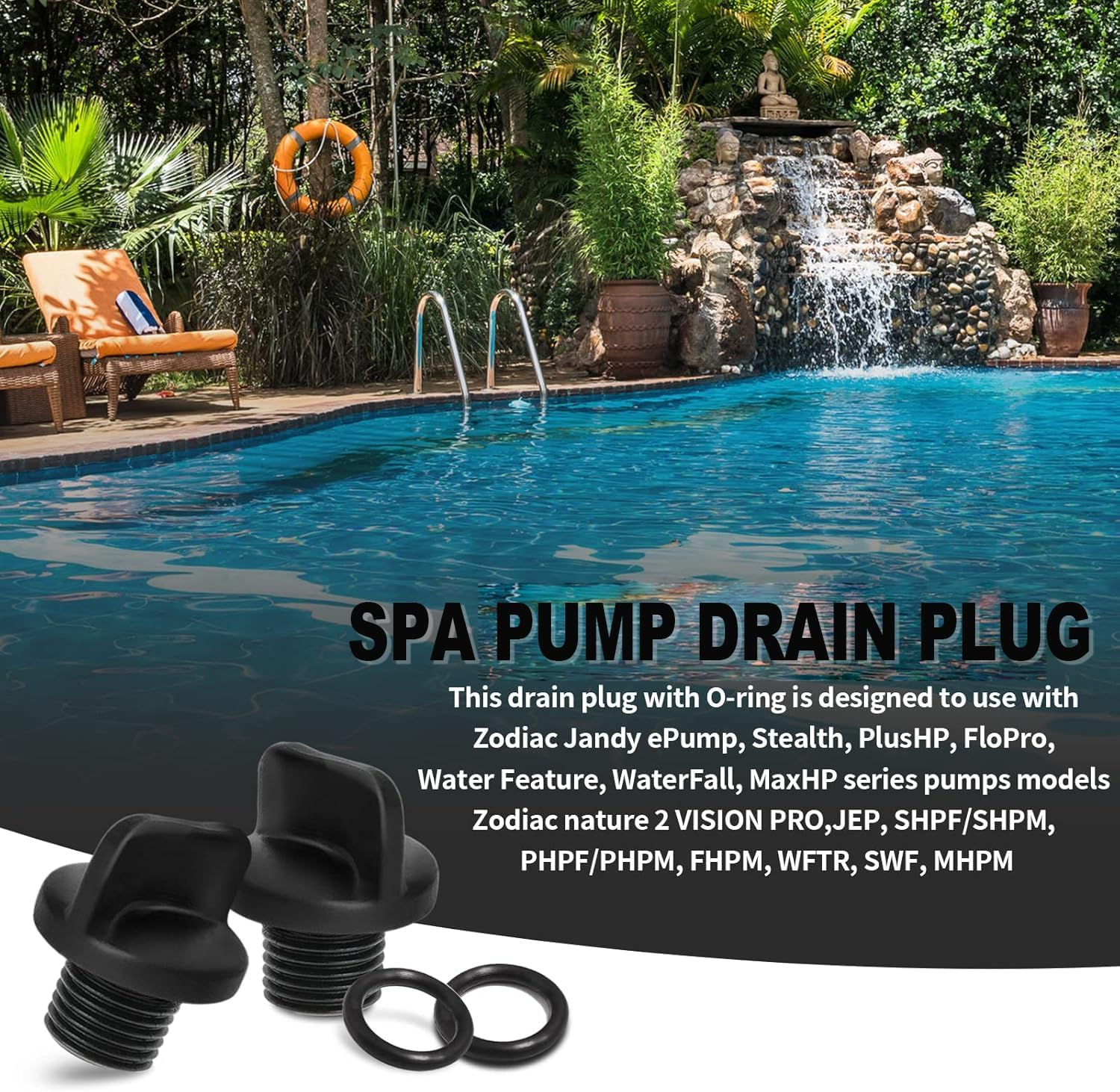 3Pcs R0446000 Drain Plug with 3 O-Rings, Heavy Duty Pool Pump Pipe Gasket & Spa Heater Drain Replacement Parts, Compatible with Zodiac Jandy Filter Pumps & Polaris image number 3