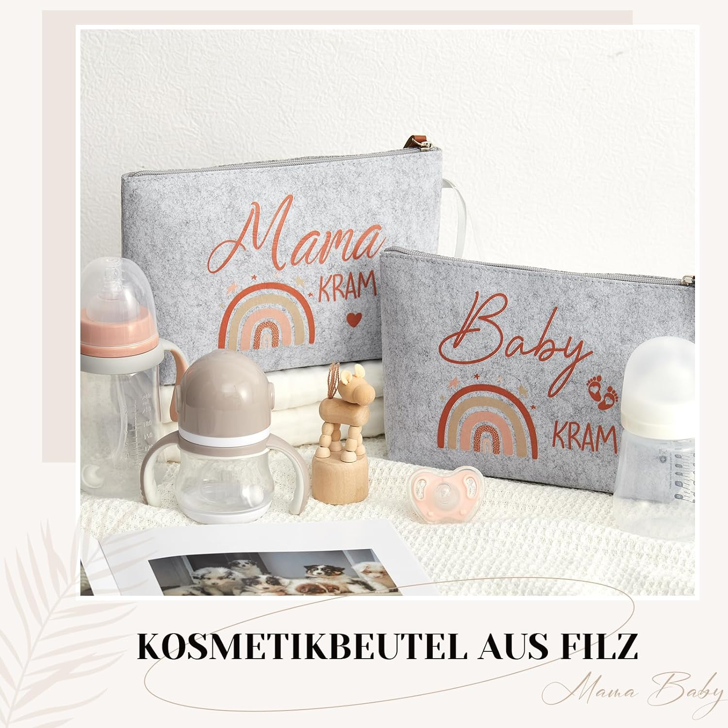 Xuniea Gifts for Expectant Mothers Pregnant Women - Felt Cosmetic Bag with Zip Felt Bag for Mum Pregnancy Gift for New Mum Baby Shower (Rainbow) image number 4