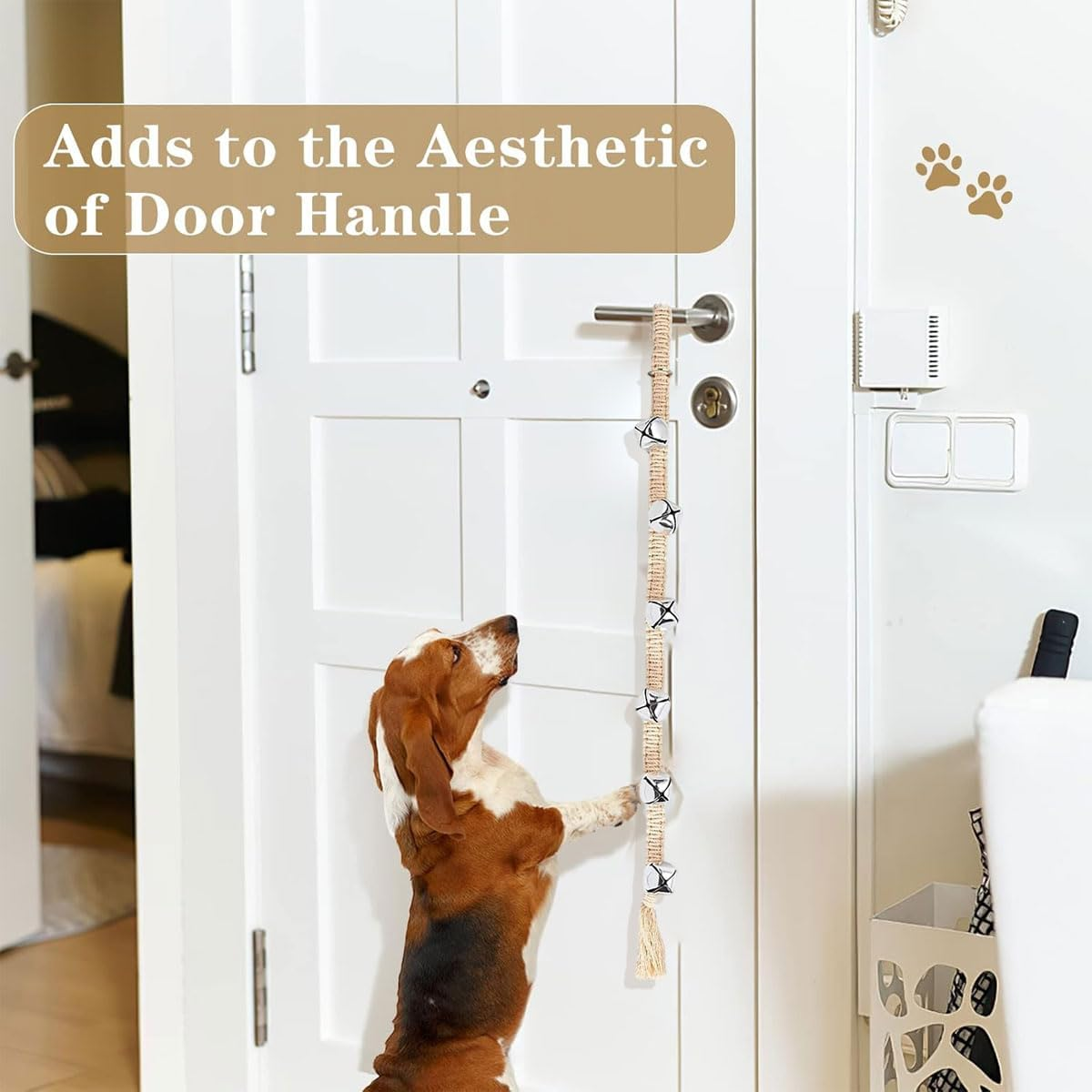 AIMALL 2PCS Dog Doorbell with 6 High-Quality Bells, Adjustable Hanging Rope for Potty Training, Fun & Effective Communication Tool for Dogs to Replace Barking image number 3