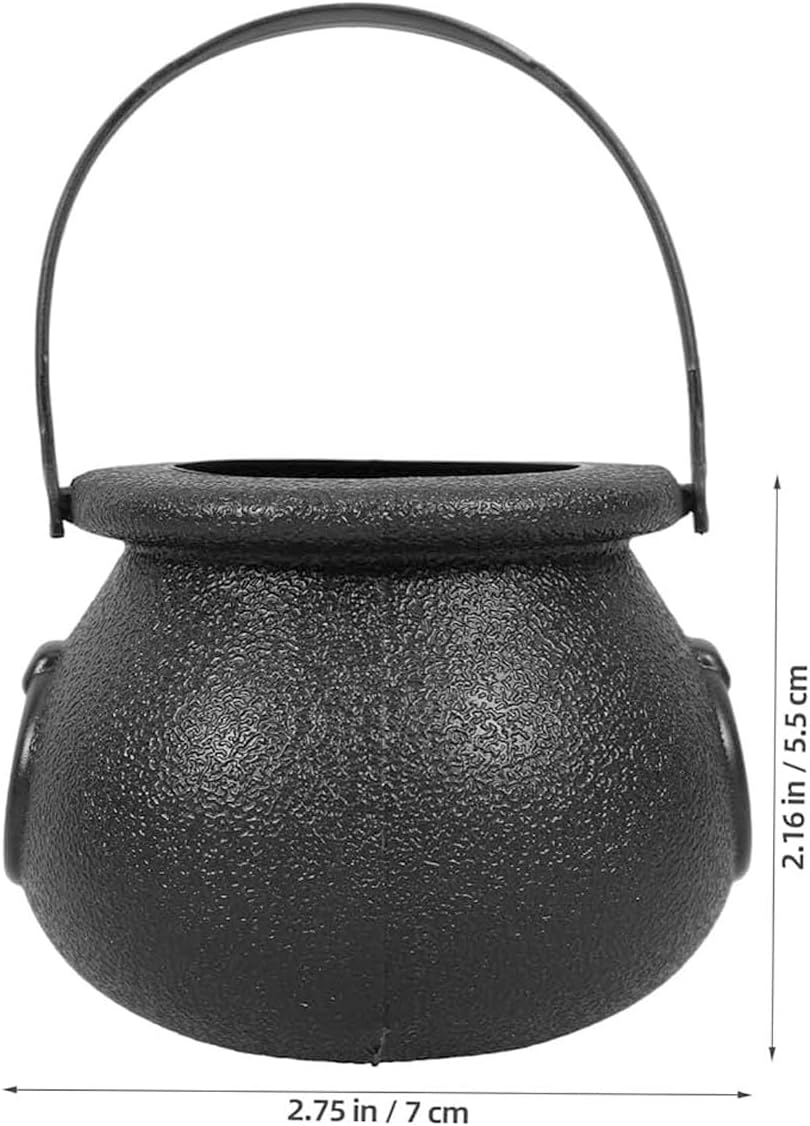 12 Pcs Black Mini Witch Cauldron Candy Bucket with Handle,Halloween Candy Holder Pot Portable Novelty Kettles Cups Trick or Treat Candy Pail Holder,Halloween St. Patrick'S Party Favors