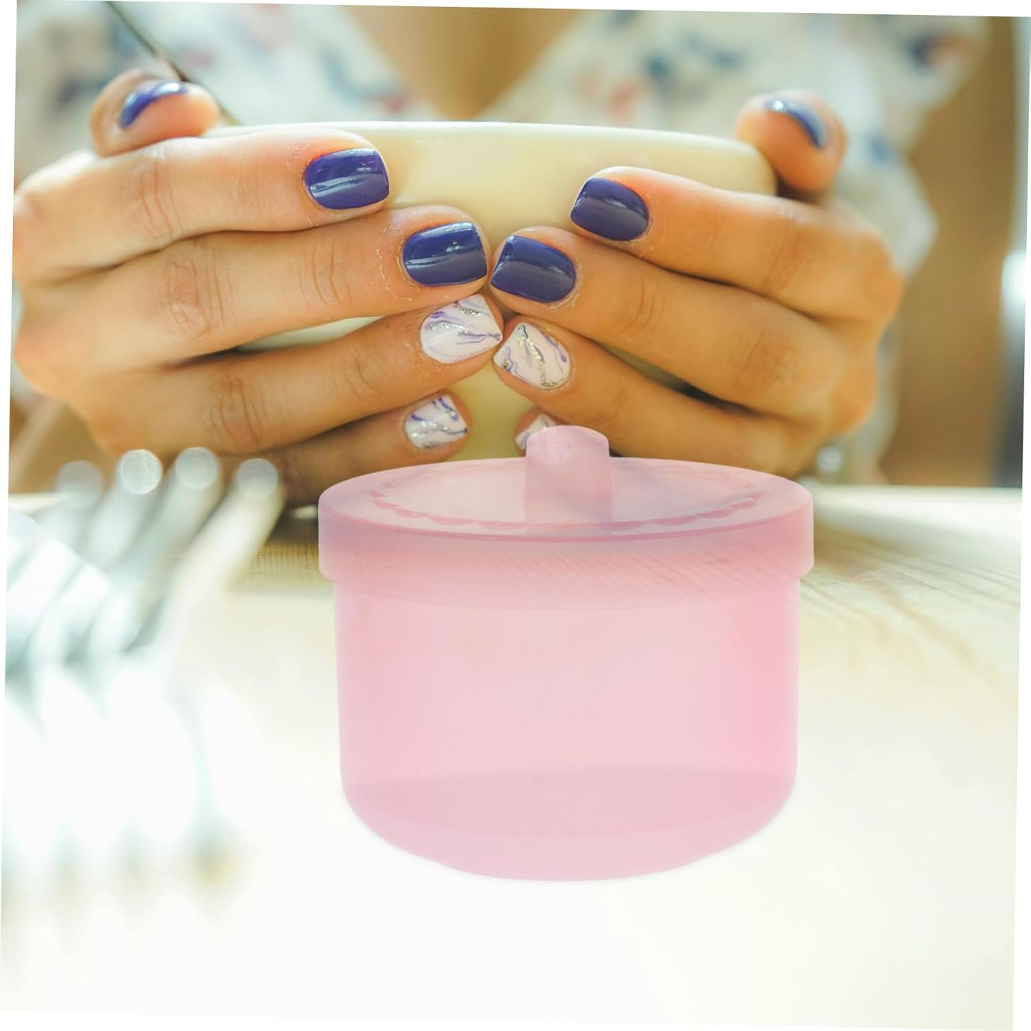 Garneck 2Pcs Nail Tool Sterilizer Box with Dual Filter Manicure Cleaner Case for Nail Drill Bits Tweezers and Clippers Soaking Tray for Salon and Home Use Pink image number 1