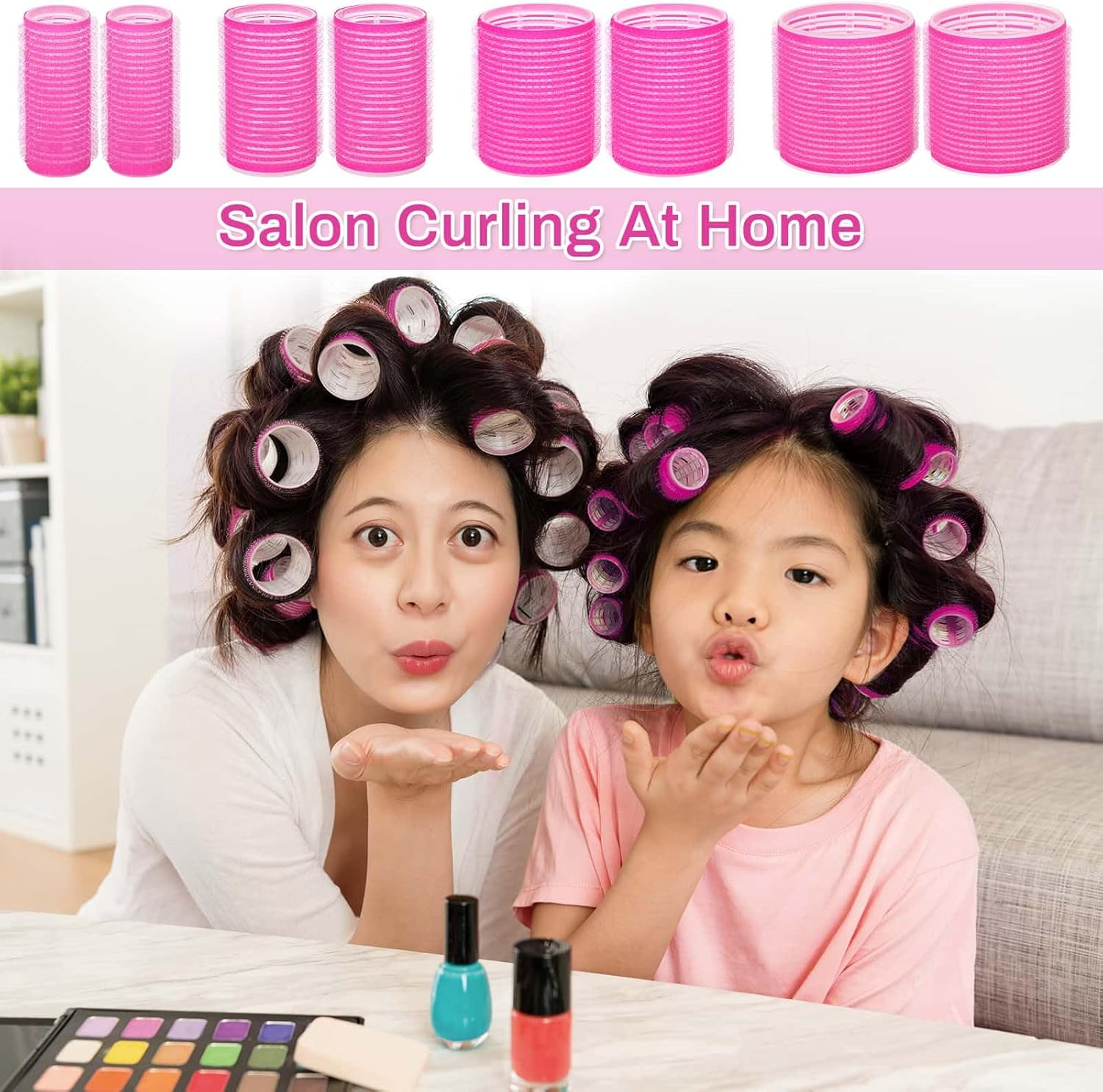 Rollers Hair Curlers 49 Pcs Set with 24Pcs Self Grip Hair Rollers 4 Sizes and 24 Pcs Hair Clips for Blowout Look Long Medium Short Thick Hair Volume image number 5