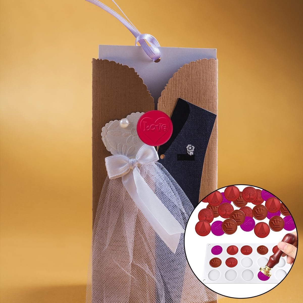 BEZANU Wax Seal Pad, 15-Cavity Silicone Wax Seal Molds for DIY Craft, Sealing Wax Stamp (White) image number 3