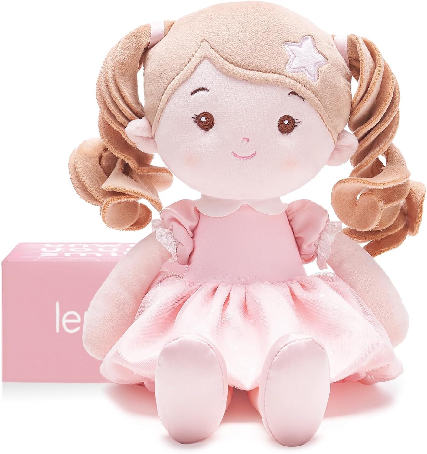 Leyadoll Soft Baby Doll Toys (12''), My First Baby Rag Doll for 1 Year-Old Girl Birthday, Leya Doll Christmas Plush Toys for Toddler Kids Infants -Florabelle-Pink