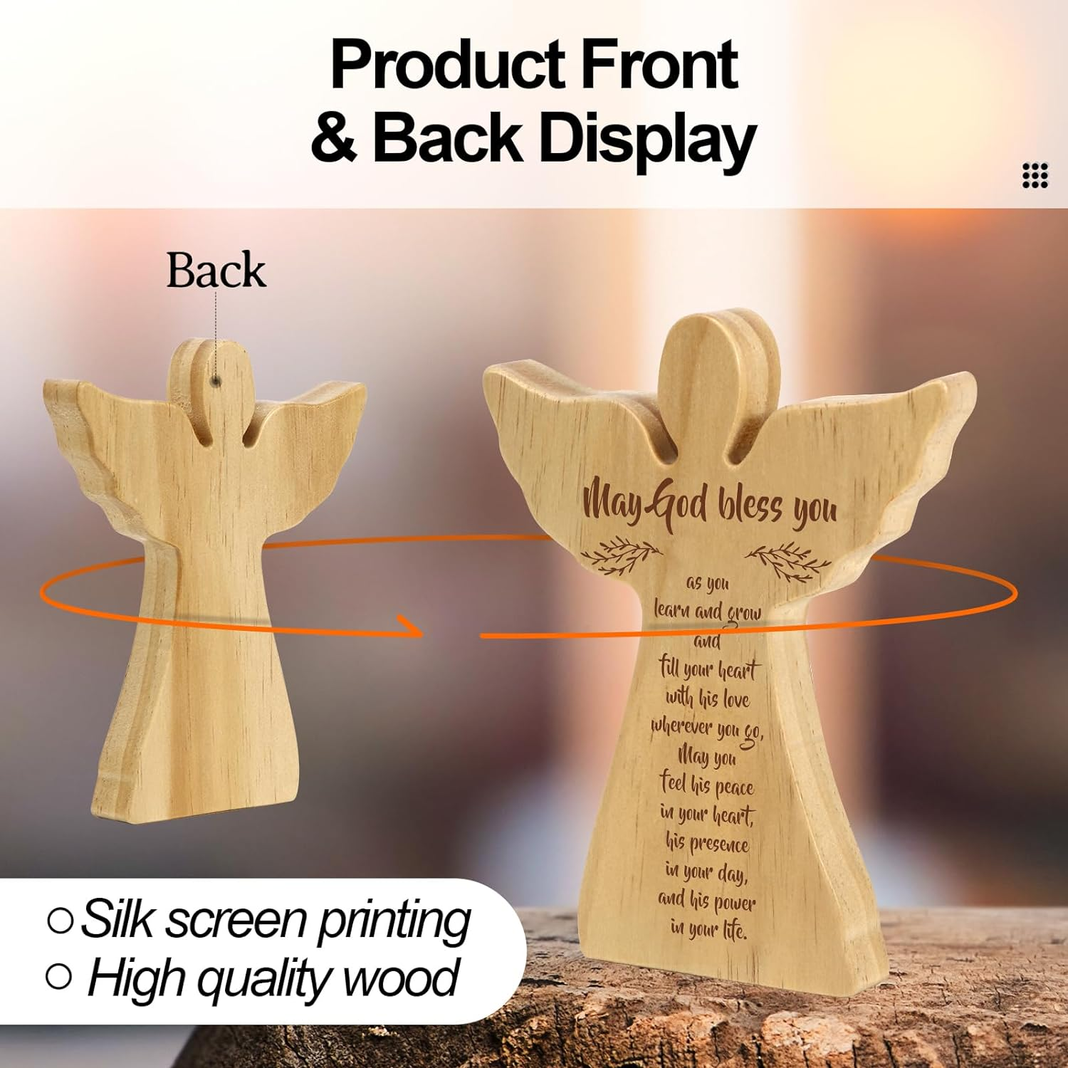 Baptism Gifts for Girl Boy, Baby Christening Gifts for Girls and Boy, Baby Gifts for Girls Boys, Confirmation Gifts for Boy Girl from New Parents, Wooden Angel Decorative Plaques image number 4