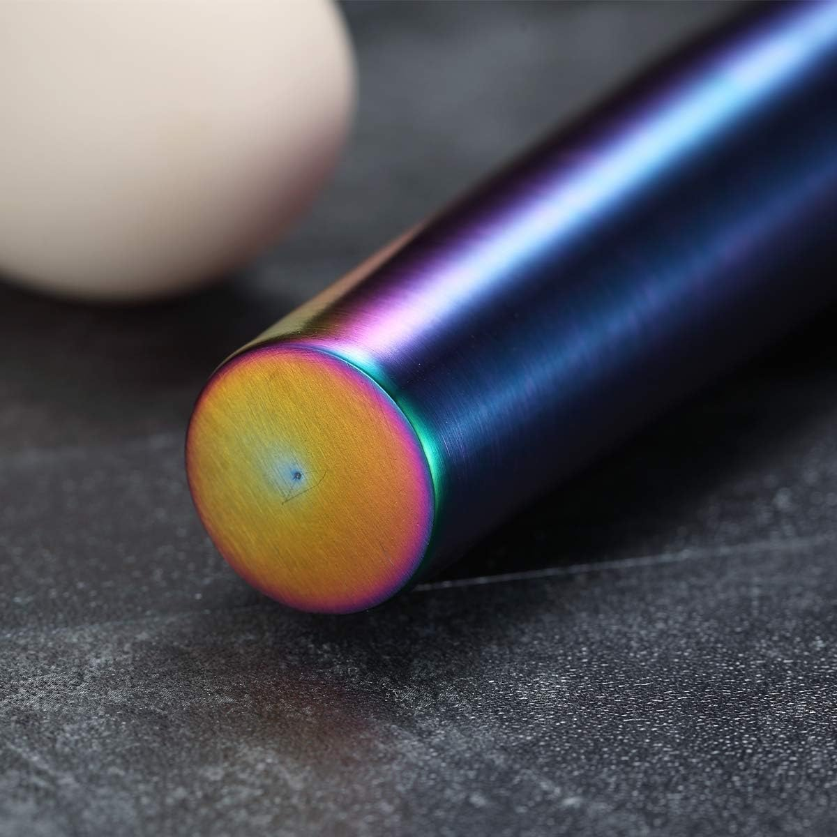 Berglander Rainbow Rolling Pin, 16.7 Inches Stainless Steel Colorful Matte Finish with Rainbow Titanium Plating Rolling Pin for Baking Pizza Dough, Pie, Cookie, Gift Ideas for Bakers. image number 1