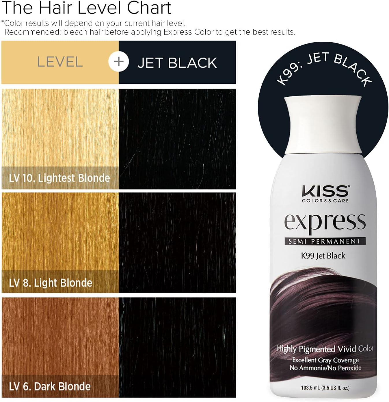 KISS Express Color #K99 Semi- Permanent Jet Black 3.5 Ounce