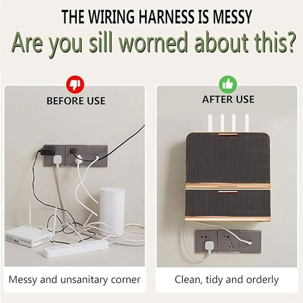 Router Storage Box Router Shelf Wall Mount Wifi Router Storage Box Wire Storage Box Power Socket Storage Box Cord Hider Box to Conceal Power Strips on Desk or Floor image number 6