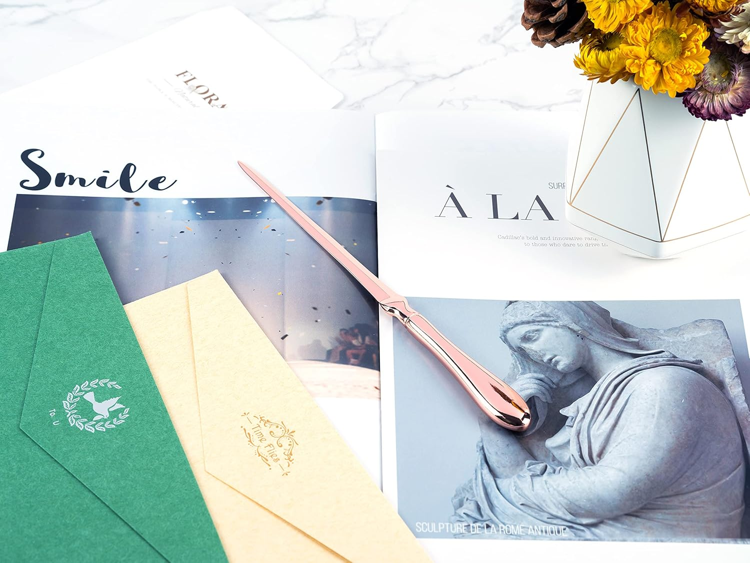 Rose Gold Letter Opener, Envelope Opener Knife Metal Letter Opening Knife, Paul Revere Paper Cutting Knife, 9 Inches (1 Pack) - 1 Pack image number 5