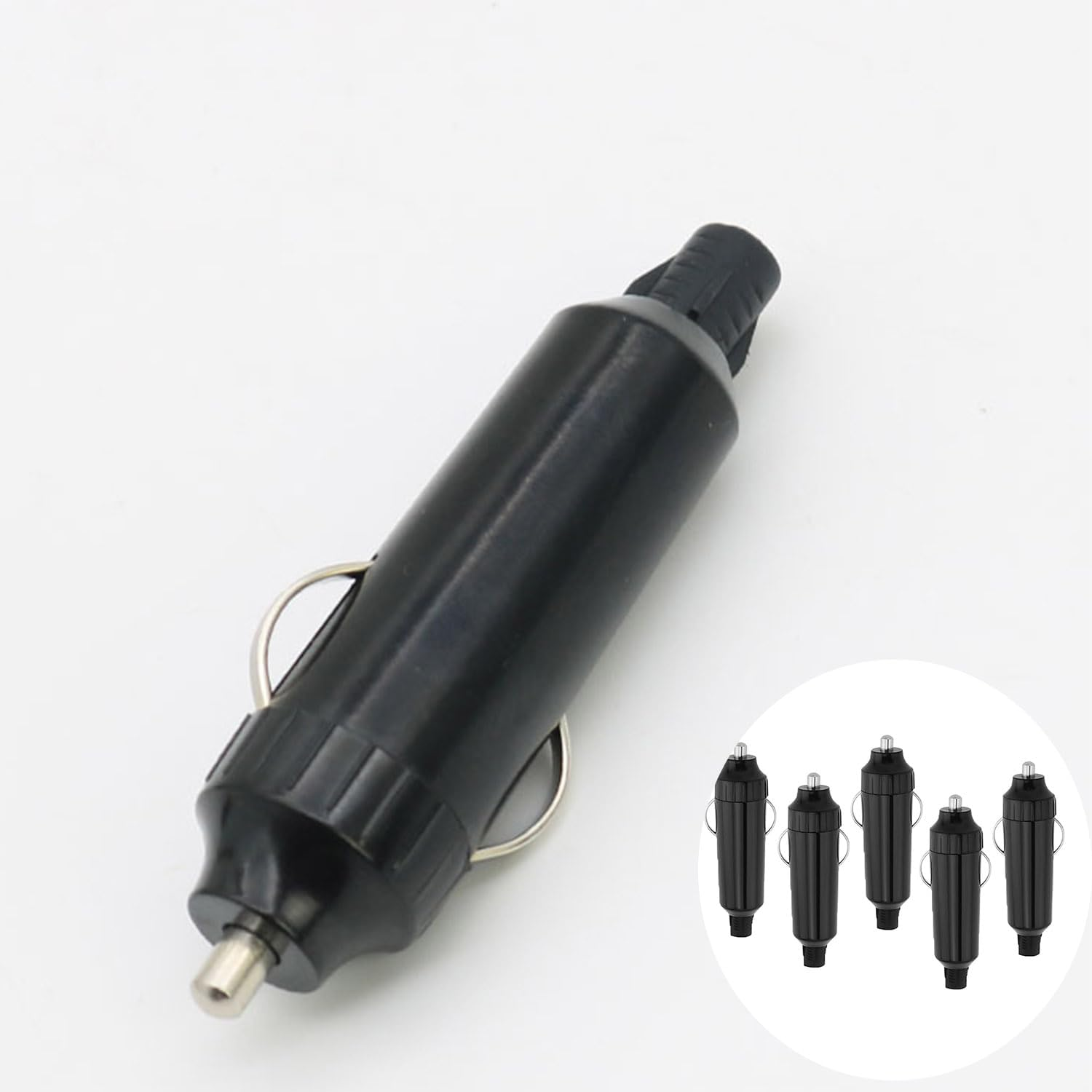 Roczential 5 Pack 20A 12 Volt Heavy Duty Car Cigarette Lighter Plug Suitable for Cables up to 16AWG Work -25 to +85C Black (Solder Only) image number 4