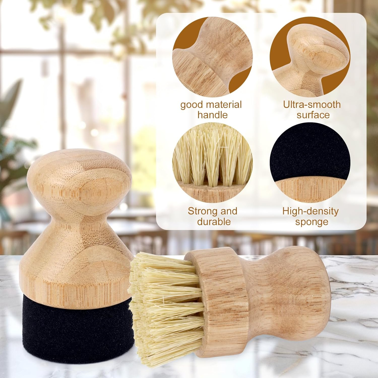 Cutting Board Oil Wax Applicator & Scrubbing Brush, Wood with Sisal Fibers and Sponge Mineral Oil Wax Applicator with Lid for Wooden Butcher Blocks Spatulas Spoons Kitchenware image number 6