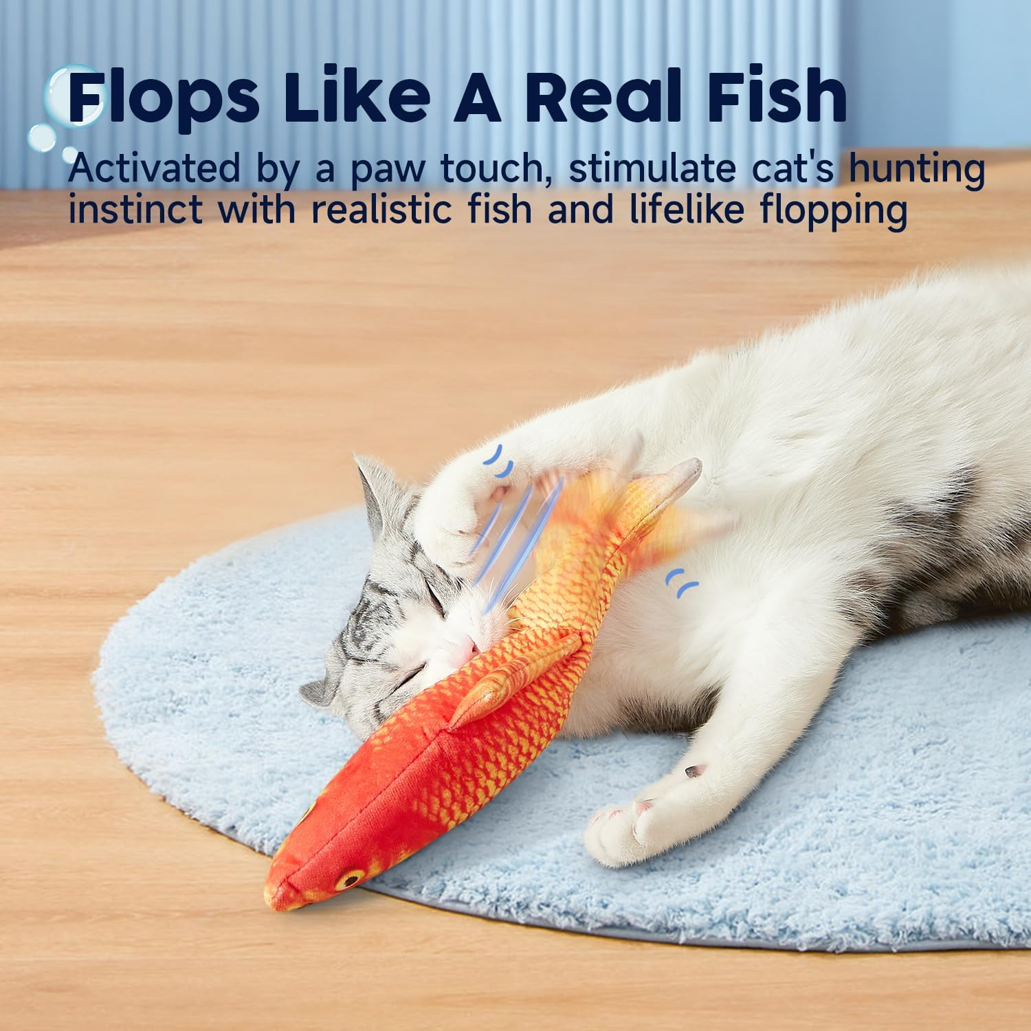 Potaroma Cat Toys Flopping Fish with Silvervine and Catnip, Moving Cat Kicker, Floppy Wiggle Fish for Small Dogs, Motion Kitten Toy Interactive Cat Exercise Toys, Mice Animal Toys 10.5" - Bright Red image number 5