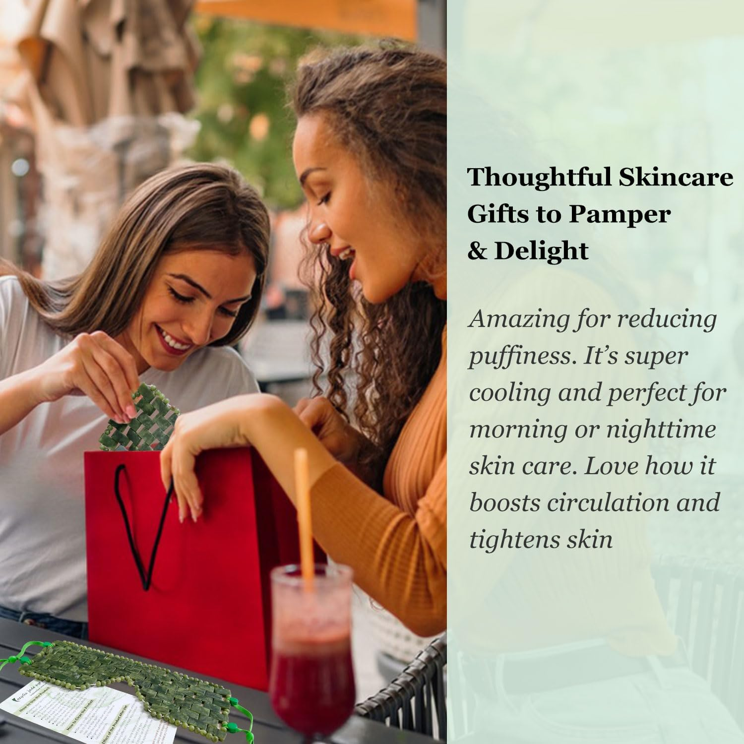 Jade Eye Mask,Large Facial Cooling Mask with 100% Real Jade for Hot & Cold Therapy,Green Jade Facial Eyes Sleeping Mask Relief Eye Cover image number 4