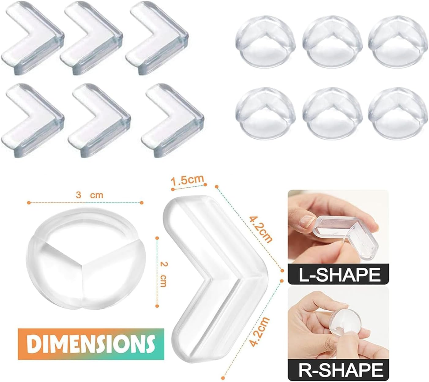 WENPENG Baby Corner Protector, Clear Corner Protectors for Furniture Corner Protectors Corner Guards Baby Proof Corner Covers Baby Safety (12 PCS (6 round + 6 L-Shpae)) image number 2