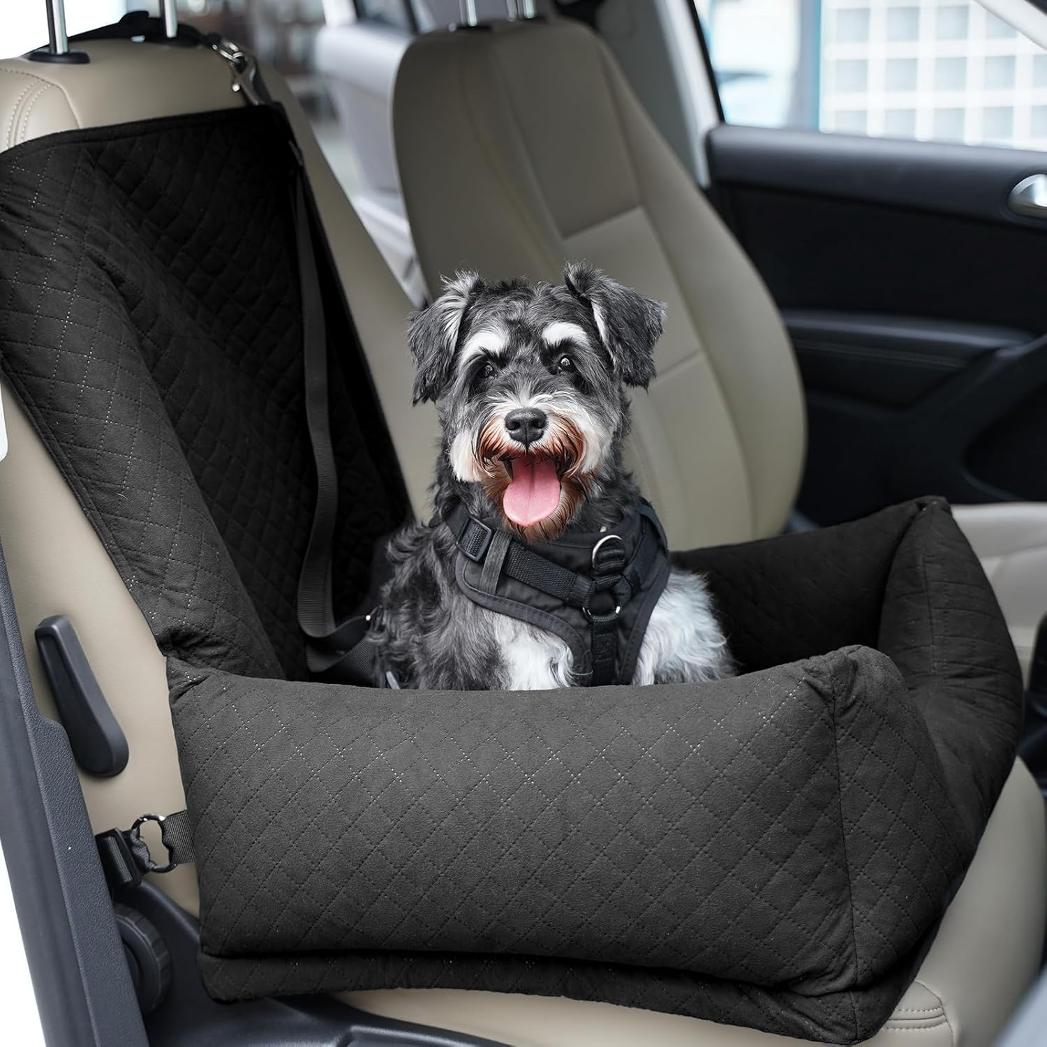 Sivomens Dog Car Seat for Small Dogs up to 30Lbs, Dog Travel Bed Puppy Seat Ultra Soft, Secure Removeable Pet Safety Seat with Adjustable Clip-On Safety Leash, Fits All Cars Front Back Seats